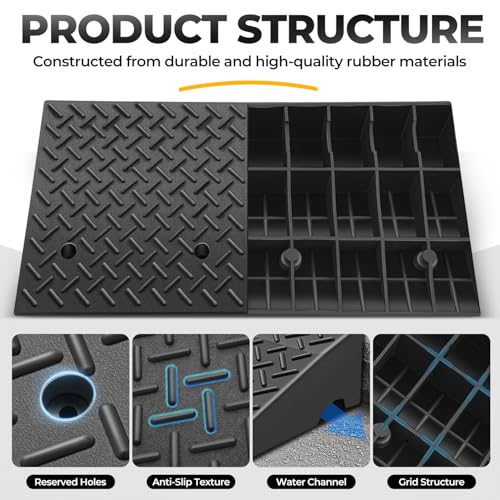 Auto Dynasty 7.9"H Rubber Curb Ramps for Driveway Sidewalk, HeavyDuty 2 Set - size: 7.9" Rise