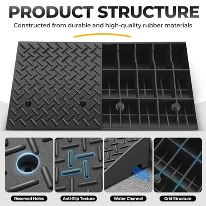 Auto Dynasty 7.9"H Rubber Curb Ramps for Driveway Sidewalk, HeavyDuty 2 Set - size: 7.9" Rise