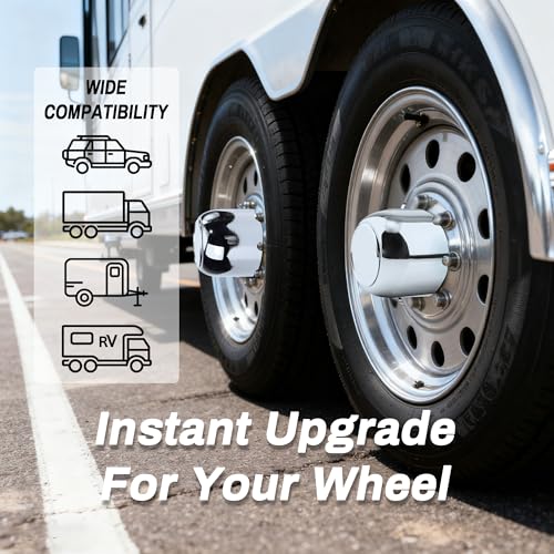 4Pcs 3.19inch Trailer Wheel Center Caps Fit 3.19" Center Bore Truck Trailer RV SUV Wheels Rims, Carbon Steel Silver Hub Covers - color: Chrome Silver, size: 3.19in Hub Hole, 3.62in Tall