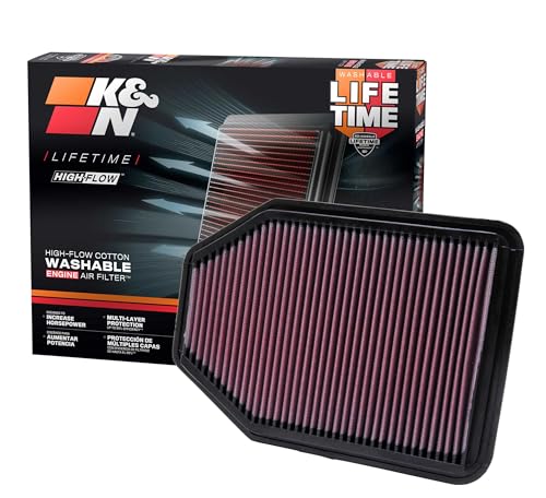 K&N High-Flow Original Lifetime Engine Air Filter: Increase Power: Premium, Washable: Compatible with 2007-2018 JEEP: Wrangler, Wrangler JK, 22-2364