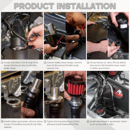 Cold Air Intake System Compatible with 2010-2016 Audi B8/B8.5 Q5 S4 S5 SQ5 3.0T V6 Increases Horsepower & Torque - size: 10-16 Audi S4/S5/Q5 B8 B8.5 3.0T