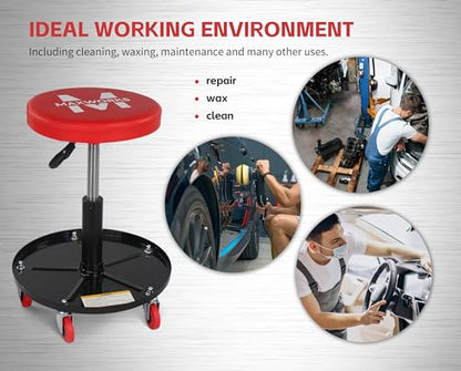 MaxWorks 80771 Pneumatic Roller Seat/Creeper with Adjustable Height - 300 lb Capacity - style: Adjustable