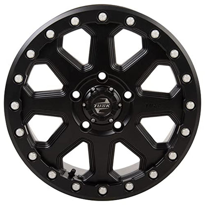 TUSK 5/114.3 (5/4.5) Uinta Beadlock Wheel 15x7 6.0 + 1.0 Compatible with Polaris RZR Pro R/Turbo R/Pro S/XP S/Xpedition (Matte Black) - color: Matte Black