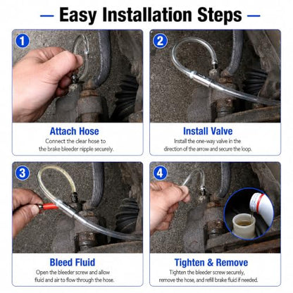 Brake Bleeder Kit with One-Way Check Valve and Clear Hose for Cars - size: Bleeder Hose