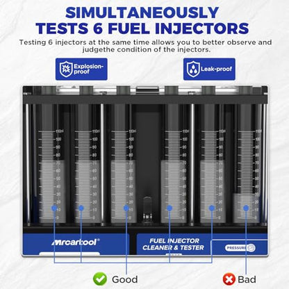 MR CARTOOL V310 Fuel Injector Cleaner Tester Machine, 110V/220V Fuel Injection System Cleaners with 6 Cylinders, Ultrasonic Clean Tool Kit for Diesel Gasoline Standard GDI/EFI/FSI Injectors - size: GDI V310