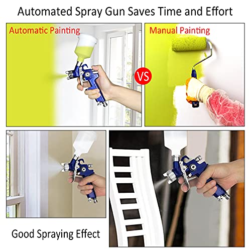 Tosucs HVLP Spray Gun with 1.0mm Tip Air Spray Gun for Car Spraying Gravity Feed Paint Gun for Car Prime,Furniture Surface Spraying,Wall Painting Include 125ml Capacity Cup