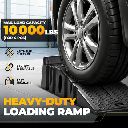 Auto Dynasty Car Ramps for Oil Changes Lift, Low-Profile 4Pcs 5T Capacity - size: 7'' H - 5 T - 4Pcs