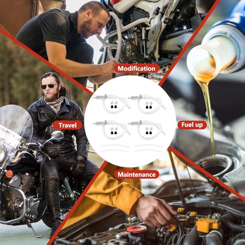 Brake Bleeder Hose Kit, 4 Pack One Way Check Valve Bleeding Tubes with Rubber & Metal Clips, Fluid Bleeder Kit for Car Motorcycle Brake and Clutch Hydraulic System Bleeding, 4 mm and 5.5 mm ID