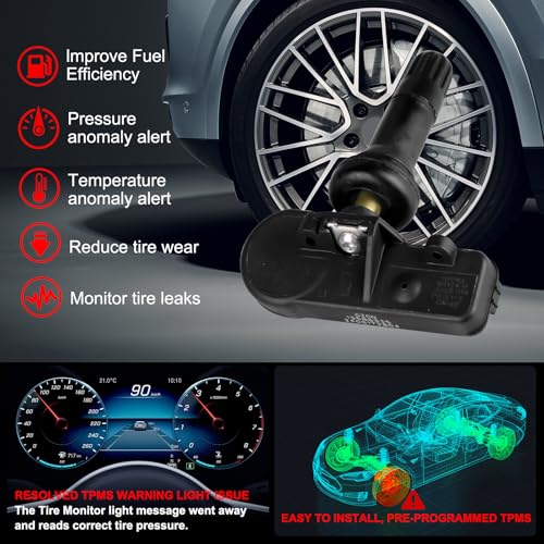 TPMS Sensor Tire Pressure Sensor Set of 4,Pre-Programmed 315MHz Compatible with Chevy Silverado GMC Sierra Cadillac Buick Pontiac Saturn Hummer Saab,Replace#13586335 13598771 13598772 - size: 4PCS-13598771
