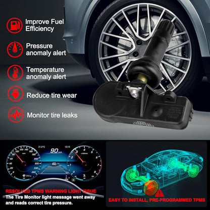 TPMS Sensor Tire Pressure Sensor Set of 4,Pre-Programmed 315MHz Compatible with Chevy Silverado GMC Sierra Cadillac Buick Pontiac Saturn Hummer Saab,Replace#13586335 13598771 13598772 - size: 4PCS-13598771