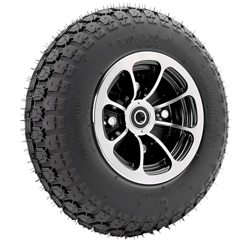 13x4.00-6 Tire and Aluminum alloy wheel Assemblies, 40% rubber content, 4.10/3.50-6 Tire Replacement for Hand Trucks Garden Cart Wheelbarrow, 1.96" Offset Hub and 0.59" Bushing - color: 4.10/3.50-6 solid tire