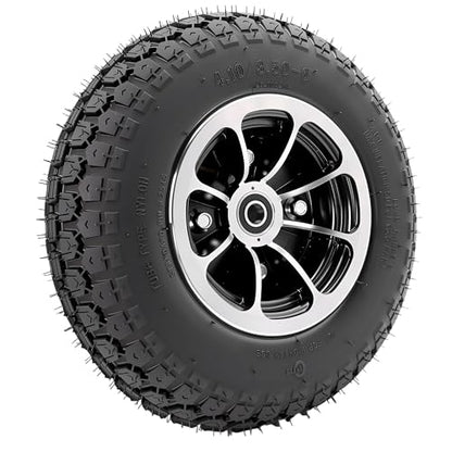 13x4.00-6 Tire and Aluminum alloy wheel Assemblies, 40% rubber content, 4.10/3.50-6 Tire Replacement for Hand Trucks Garden Cart Wheelbarrow, 1.96" Offset Hub and 0.59" Bushing - color: 4.10/3.50-6 solid tire