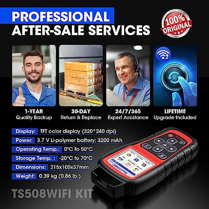Autel TPMS Programming Tool TS508WF + 8PCS Universal Metal Valve MX-Sensors