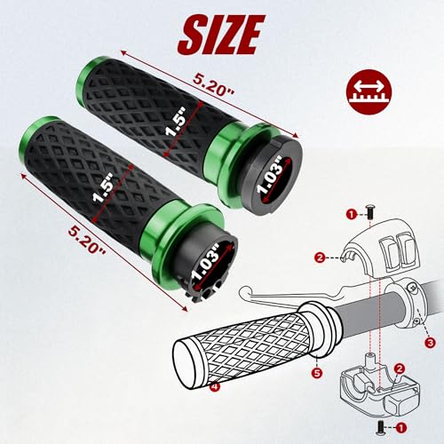 Green 1" Silicone Cable Throttle Grips with End Cap for Harley - color: Green
