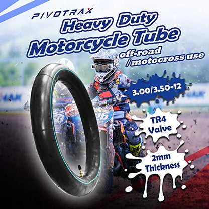 PIVOTRAX 3.00-12 (80/100-12) 12" Heavy Duty Inner Tube - 2mm - TR4 Valve Honda CRF70 CRF110 Suzuki DRZ110, JR80 Kawasaki KX65, KX110, KLX110 Yamaha TTR90, PW80 Coolster TaoTao Razor SYX Motos - size: 3.00-12 (80/100-12)