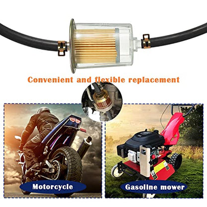 4PCS 5/16" Universal Fuel Filters with 8PCS 14mm Hose Clamps Gas Inline Fuel Filter Replacement for Motorcycles, Cars, Trucks HE007