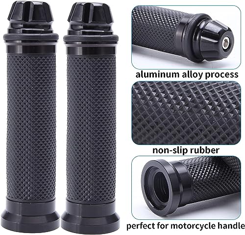 Universal 7/8" 22mm Motorcycle Handlebar Grips - Gel Rubber Compatible with Chopper, Cruiser, Street, Dirt Bike - color: Black