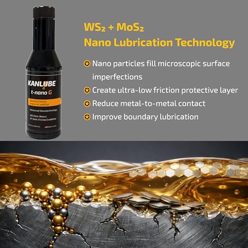 Engine Oil Additive for Car - WS₂+ MoS₂ Anti-friction Engine Treatment - Oil Treatment for High Mileage Gasoline Car Engine - Anti-wear Protectant & Friction Modifier Additive for Vehicle -5oz
