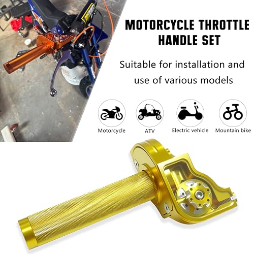 Motorcycle Throttle Grip 7/8" 22mm CNC Aluminum Quick Twister with Throttle Cable for KLX CR CRF EXC XR CRF50 CRF230 50 110 125 230 250 Dirt Pit Bike Motocross Motorbike Quad ATV - color: Gold
