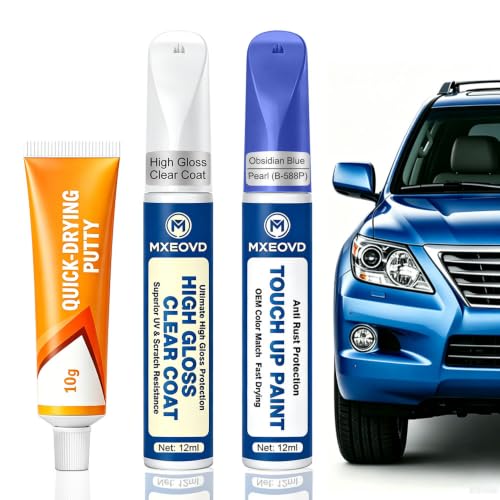Obsidian Blue Pearl (B-588P) Touch Up Paint Compatible with Honda,All in One Car Scratch Repair Kit with Primer Putty & Clear Coat,Complete Sanding Tools Set for Scratches Chips Nicks - color: Obsidian Blue Pearl (B-588P), size: Honda