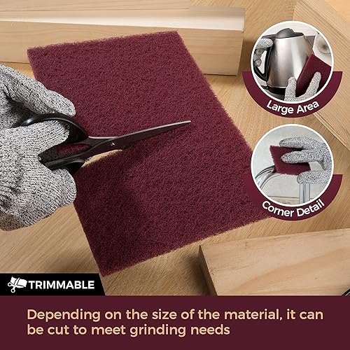 S SATC 6" x 9" 10 Pack General Purpose Scuff Pads,5 Each of Maroon and Gray Automotive Paint Primer Prep Adhesion Scratch Scuff Pads for Woodworking,Automotive Restoration - color: Maroon,Gray