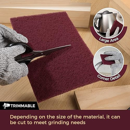 S SATC 6" x 9" 10 Pack General Purpose Scuff Pads,5 Each of Maroon and Gray Automotive Paint Primer Prep Adhesion Scratch Scuff Pads for Woodworking,Automotive Restoration - color: Maroon,Gray
