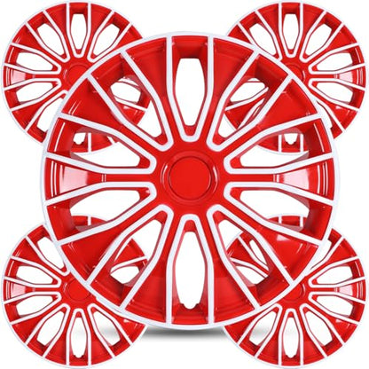 Winjet 16 inch Universal Hubcaps for Steel Wheel Rims Cover,Snap On Car Truck SUV Wheel Rim Covers,Steel ABS+PC Material Set of 4(16 inch,White Lacquer & Red Lacquer) - color: White Lacquer & Red Lacquer (5086-WR-16), size: 16 inch