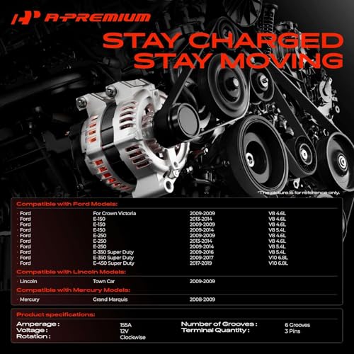 A-Premium Alternator, 12V 155A 6-Groove Pulley Clockwise