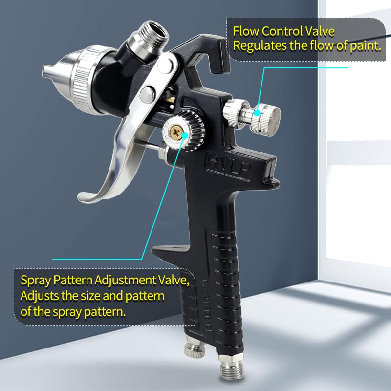 HVLP Gravity Feed Air Spray Gun with 1.4mm 1.7mm Nozzles and Mask,5pcs Fine Mesh Paint Filter Funnel 600cc Capacity Cup Air Spray Paint Gun for Auto Paint, Primer, Clear/Top Coat & Touch-Up