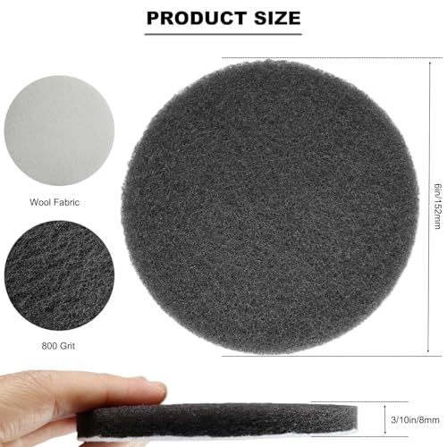 10 Pack 6 Inch 800 Grit Multipurpose Grey Scrubber Scouring Pads Flocking Scuff Pads -Hoop and Loop Scuff Pads Conditioning Discs Polishing Pad for Furniture Automotive Cleaning, Rust Removal - style: 800 Grit