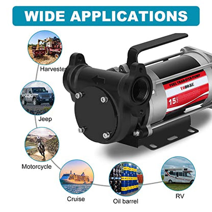 Fuel Transfer Pump YOHOME DC 12V Heavy-duty Cast Iron Gasoline Transfer Pump, 15GPM, Overheating Stability, Built-in Bypass Gas Pump Applicable To Gasoline, Diesel, Kerosene - style: 12V 15GPM Gasoline