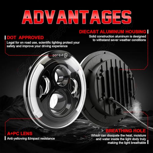 7 Inch Compatible with Honda Shadow Spirit 1100 750 Headlight Assembly