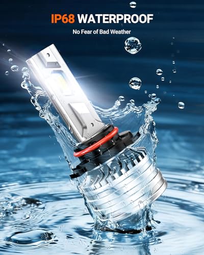 SEALIGHT 9005 Bulbs, 120,000LM 1700% Brightness, HB3 9005 6500K Cool White LED Bulbs, IP68 Waterproof 80000Hrs Lifespan, 5X Heat Dissipation driving LED Bulbs, Plug and Play, 2 Pack - color: White, size: 9005