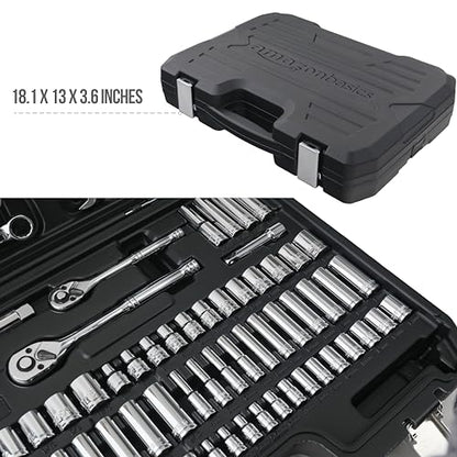 Amazon Basics Mechanic's Socket Tool Set With Case, Metric Sizes, 145-Piece - size: 145 Piece