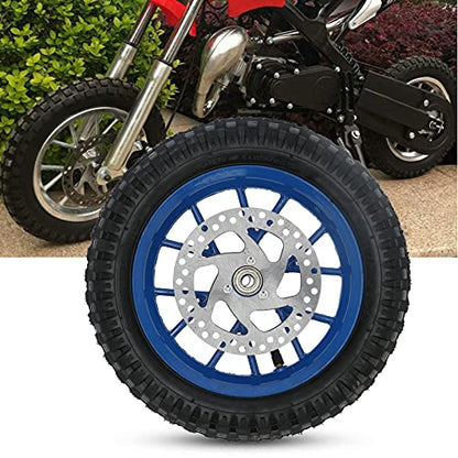 Acouto Front Wheel 12.5x2.75in for 2 Stroke Mini Bike Dirt Bike Pocket Bike, Rubber Front Wheel Tire Rim Disc Brake Sprocket Bolts Assembly(Blue)