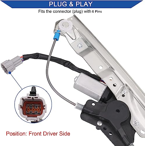 Obaee Window Regulator with Motor Front Left Driver Side, Replace 748-524 - size: Front Left Driver Side