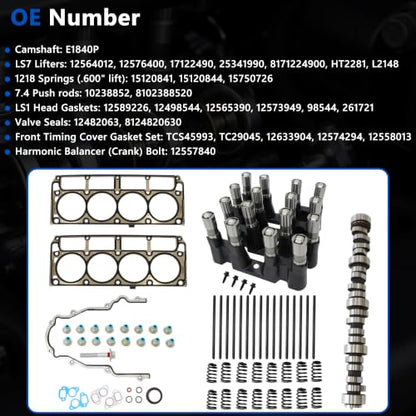 AUCERAMIC E1840P 4.8L 5.3L 5.7L 6.0L Stage 2 Camshaft Kit for Chevrolet GMC