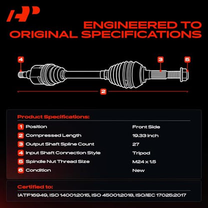 A-Premium Front Driver or Passenger Side CV Axle Shaft Assembly