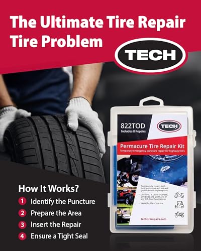 PermaCure Tire Repair Kit with Plugs, Tools and Vulcanizing Fluid