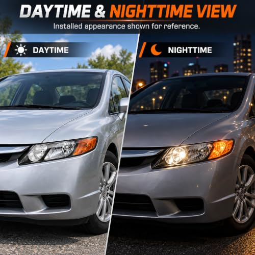 2PCS Halogen Headlight Assembly For 2006-2011 Honda Civic Sedan - color: Right+Left
