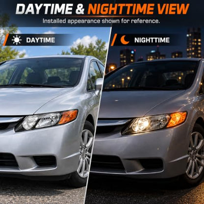 2PCS Halogen Headlight Assembly For 2006-2011 Honda Civic Sedan - color: Right+Left