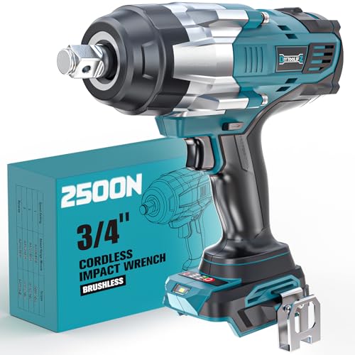 DIYtoolifz 3/4" Cordless Impact Wrench Compatible with Makita 18V Battery: 1850FT-LBS(2500N.m) High Torque Impact Driver, Auto-Stop Reverse, 4-Speed Heavy Duty Impact for Car/Truck/Mower(Bare Tool) - size: 3/4 inch, style: Compatible with Makita 18V Batte
