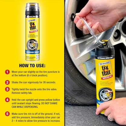 Fix-A-Flat S60430-6PK Aerosol Emergency Flat Tire Repair and Inflator, for Large Tires, Eco-Friendly Formula, Universal Fit for All Cars and Small Trucks/SUVs, 20 oz. (Pack of 6) - size: Crossover / Wagon (Pack of 6)