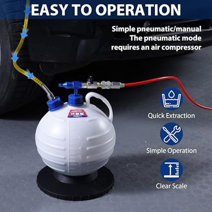 WORKPRO 6L Oil Extractor Pump, Pneumatic and Manual Fluid Extractor Pump