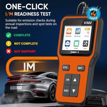 OBD2 Scanner & Engine Code Reader, Car Scanners with Battery Tester - color: Orange
