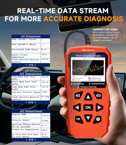 OBD2 Scanner,V880 Car Scanner Diagnostic Tool, Check Engine Code Reader - color: red