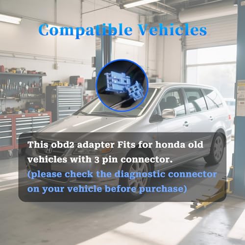 OBD1 to OBD2 Adapter Fits for Honda 3Pin OBD Diagnostic Cable Connector - style: Fit for honda-3pin
