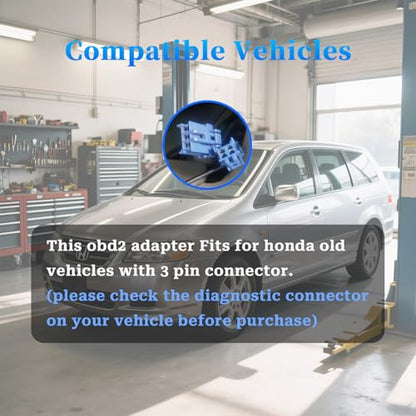 OBD1 to OBD2 Adapter Fits for Honda 3Pin OBD Diagnostic Cable Connector - style: Fit for honda-3pin
