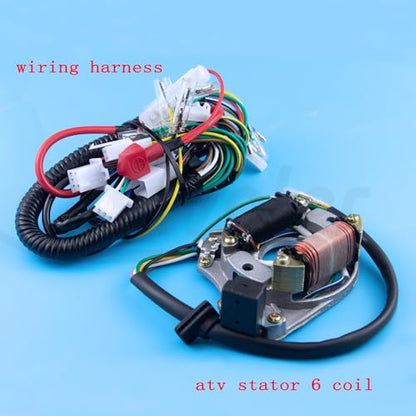 Complete Electrics Stator Coil CDI Wiring Harness Spark Plug Kits Aftermarket Replacement Parts Fit for 50cc 70cc 110cc 125cc ATV Go Kart Quad 4 Wheeler Dirt Pit Bikes.