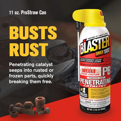 PB Blaster Penetrating Oil Spray, 11 oz Aerosol Cans (2-Pack) – Rust Remover & Bolt Loosener for Stuck Nuts, Bolts & Rusted Parts – Penetrating Catalyst for Automotive & Mechanical Use - size: 11oz (2 Pack)